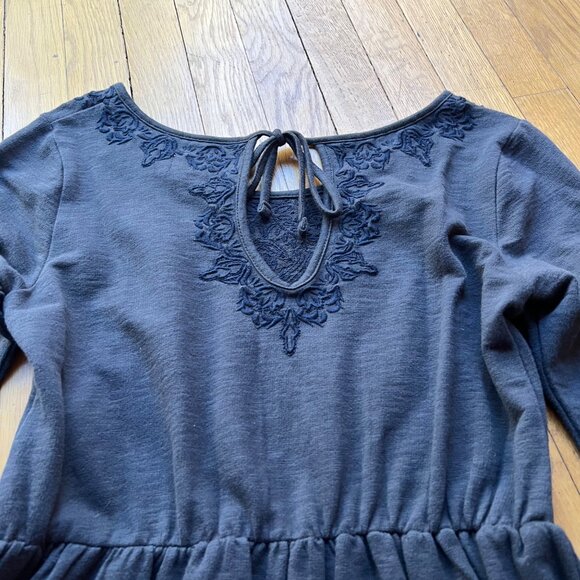 Anthropologie Saturday Sunday Size S Gray Ellie Long Sleeve Embroidered Dress - Picture 16 of 16